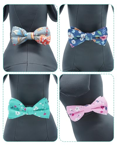 PET SHOW 5 Pack Floral Small Dog Bow Ties Sliding Collar Attachments Puppy Cats Spring Bowties for Medium Dogs Daisy Rose Bowknots Party Holiday Pet Grooming Accessories - size: S/M
