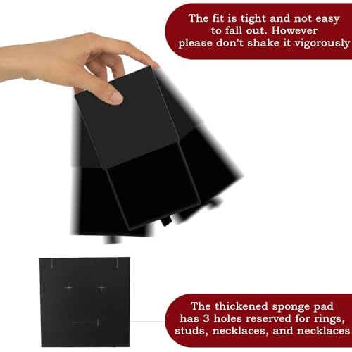 Nsmykhg Jewelry Gift Box Velvet-Lined,12 Pack Compact Drawer Style for Earrings & Rings, Necklace & Bracelet Organizer, 3.93x3.93x1.65 Inches, Stackable Elegant Jewelry Display & Storage Box (Black) - color: Black