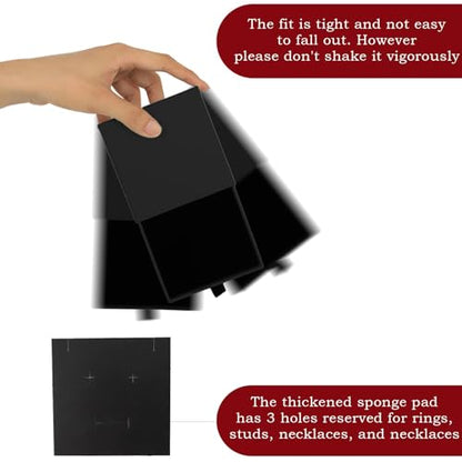 Nsmykhg Jewelry Gift Box Velvet-Lined,12 Pack Compact Drawer Style for Earrings & Rings, Necklace & Bracelet Organizer, 3.93x3.93x1.65 Inches, Stackable Elegant Jewelry Display & Storage Box (Black) - color: Black