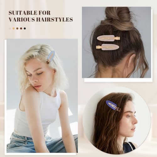 10 Pcs Creaseless No Crease No Bend Flat Hair Clips For Styling Non Slip Makeup Clips For Women Salon Hairstyle,Bright Black Blue - color: Bright Black Blue