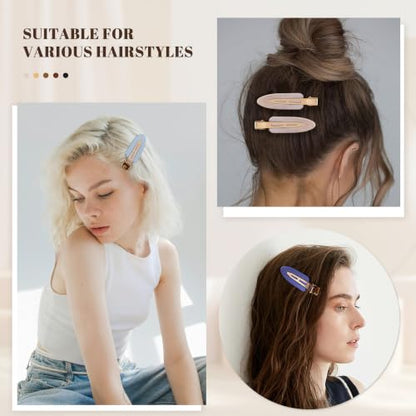 10 Pcs Creaseless No Crease No Bend Flat Hair Clips For Styling Non Slip Makeup Clips For Women Salon Hairstyle,Bright Black Blue - color: Bright Black Blue