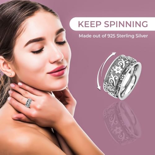 Shop LC 925 Sterling Silver Fidget Spinner Ring for Women - color: versatile