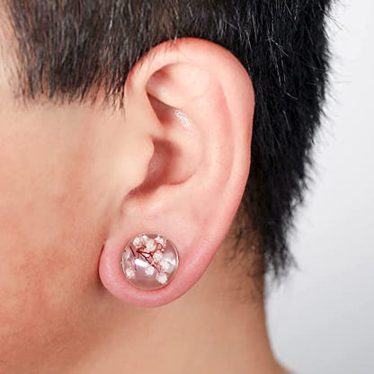 Jewseen 2Pcs Flower Ear Gauges 2g to 1'' Organic Real Flower Resin Plugs - color: 7/8''=22mm