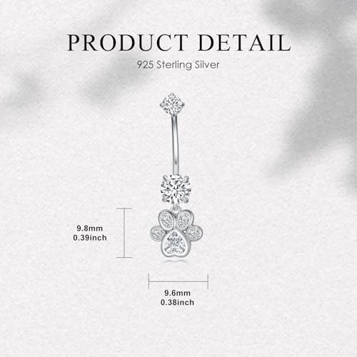 Belly Button Rings 925 Sterling Silver Belly Piercing Jewelry Hypoallergenic Navel Rings Gifts for Women - style: Pet Paw Print