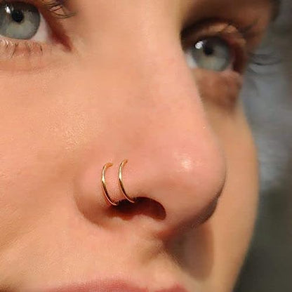 Nose Rings for Women, Gold Hypoallergenic Nose Ring Hoop, 316L Surgical Steel Septum Cartilage Earring, 20G 18G 16G 14 Guage Diameter 5mm to 16mm Body Piercing Lip Jewelry - color: Gold Plated, size: Inner Diameter: 6 mm