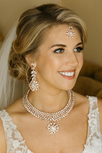 Touchstone Indian Bollywood Traditional Craftsmanship Mughal Designer Jewelry Wedding Necklace Set in Antique Gold Or White Tone for Women. - style: D135 Pink