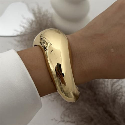Gold/Silver Cuff Bangle Bracelets For Women Chunky Waterdrop Twisted Hinged Bangle Bracelets Minimalist Arm Cuff Bracelet Jewelry Gifts - color: 2Gold