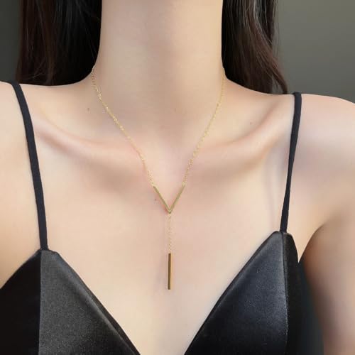 Disc Bar Pendant Layering Necklace for Women,Stainless Steel Layered Chain Choker Simple Trendy Everyday Jewelry