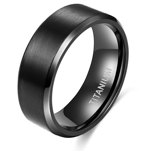 TIGRADE Titanium Rings 4MM 6MM 8MM 10MM Wedding Band in Comfort Fit Matte for Men Women Size 3-15 - color: black 8mm
