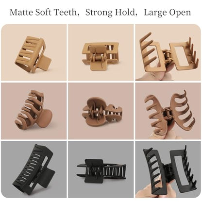 Small Medium Claw Clips for Women, 3 Styles Hair Clips for Thick Thin Hair | Hair Claws Non-slip Strong Hold, 12 Pcs, White, Khaki, Brown, Black - color: White,Khaki,Brown,Black