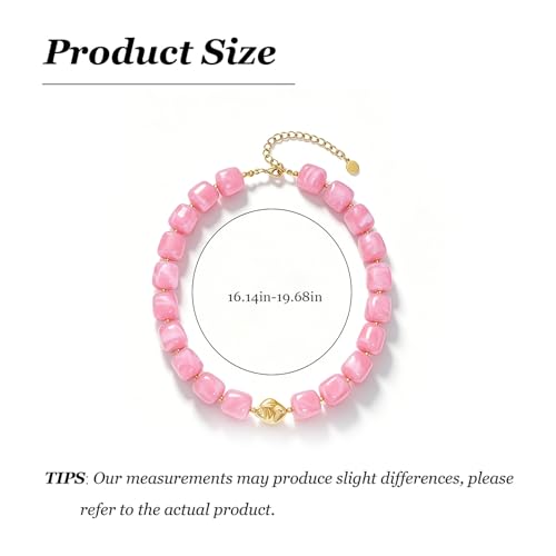Dopamine Necklace UV Reactive Colorful Rainbow Beaded Necklace Dopamine Jewelry Set Color Changing Mood Necklaces Bracelet Earrings Summer Beach Vacation Gift for Women - color: A13:pink beads