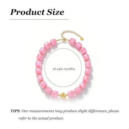 Dopamine Necklace UV Reactive Colorful Rainbow Beaded Necklace Dopamine Jewelry Set Color Changing Mood Necklaces Bracelet Earrings Summer Beach Vacation Gift for Women - color: A13:pink beads
