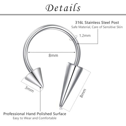 16G Septum Nose Rings Stainless Steel Hinged Seamless Nose Hoop Ring Horseshoe Piercing Jewelry Captive Bead Ring Helix Daith Tragus Cartilage Earrings for Women Men - style: style5