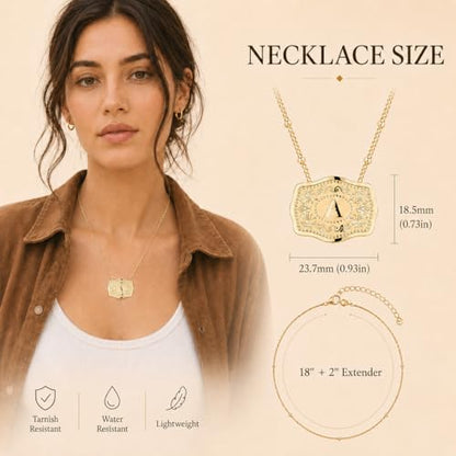14K Gold-Plated Initial Necklace for Women, Western Belt Buckle Letter Pendant, Alphabet Necklace Includes 2 Chains, Cowgirl Jewelry Gift - color: B