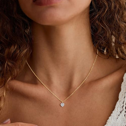 Turandoss Cubic Zirconia Necklace for Women, 14K Gold Plated Necklace | Gold Choker Necklace for Women, Trendy CZ Pearl Necklace, Simple Wedding Prom Jewelry, Bridesmaids Gifts - color: Tiny Round Zircon