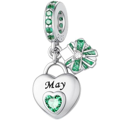 Love Heart Birthstone Dangle Charms Compatible with Pandora Bracelets | 925 Sterling Silver 5A Cubic Zirconia Mother's Day Christmas Birthday Birthstone Gifts Bead Charm Pendants Women Jewelry - color: May Dangle Birthstone Charms