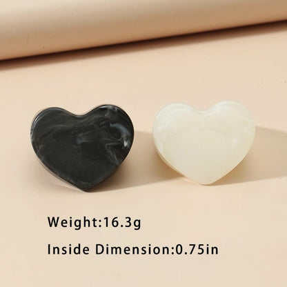 Resin Chunky Rings for Women Multicolor Acrylic Plastic Rings Set Cute Trendy Aesthetic Y2k Statement Rings Thick Dome Heart Knuckle Finger Jewelry - color: Heart White+black