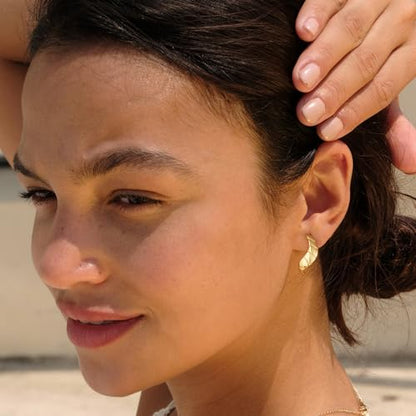 Cubic Zirconia Huggie Earrings 14k Gold Plated Tiny Earrings Small Huggie Hoop Earrings Simple Lightweight Hoops Gift for Women - color: Ribbon