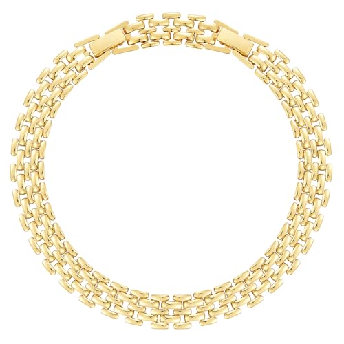 KissYan Gold Ankle Bracelets for Women, 14K Gold Plated Cuban Anklets | Chunky Cuban Link Foot Chain for Large Ankle, Adjustable Plus Size Anklet, Trendy Summer Beach Foot Jewelry Gift - color: Brick Link-Gold