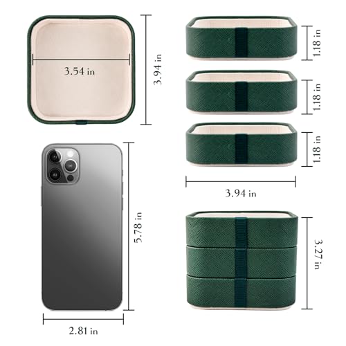 Set of 3 Small Stackable Jewelry Organizer Trays Mini Jewelry Drawer Oragnizer Small Jewelry Display Tray for Necklace Bracelet Rings Earrings and Makeup (DarkGreen) - color: DarkGreen