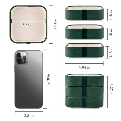 Set of 3 Small Stackable Jewelry Organizer Trays Mini Jewelry Drawer Oragnizer Small Jewelry Display Tray for Necklace Bracelet Rings Earrings and Makeup (DarkGreen) - color: DarkGreen