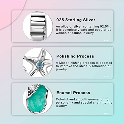 Family Love Mother Daughter Grandma Charm 925 Sterling Silver fits Bracelets Necklace Pendant Bead Charms Jewelry Gift for Women Family Friends - color: Coconut Tree & Starfish & Slippers Charm