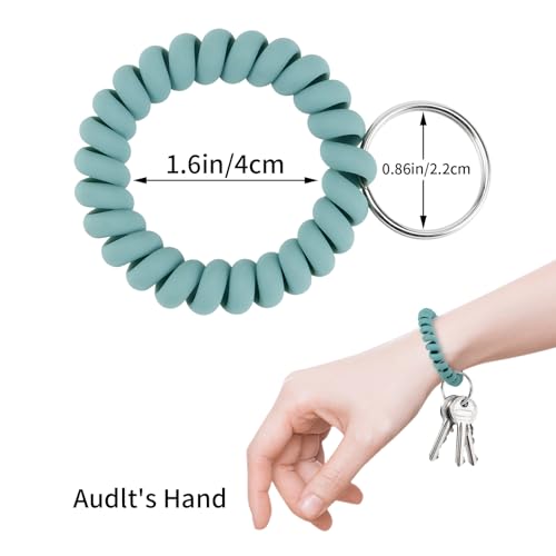 QIUTIMIY 6PCS Wristlet Keychain, Colorful Spiral Coil Hair Tie for Women, Sauna Accessaries Wrist Coil Key Ring Key Holder - color: Matte(medium)-s