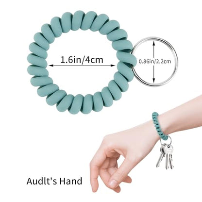 QIUTIMIY 6PCS Wristlet Keychain, Colorful Spiral Coil Hair Tie for Women, Sauna Accessaries Wrist Coil Key Ring Key Holder - color: Matte(medium)-s