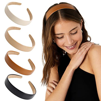 WOVOWOVO Leather Headbands for Women, 1Inch Non Slip Soft PU Hair Head Bands Diademas Para Mujer De Moda Cute Beauty Fashion Hairbands Hair Accessories - color: Multicolor-A