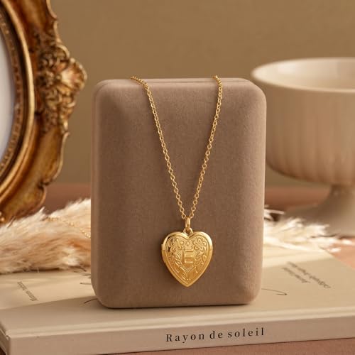 Gold Initial Heart Letter Pendant Necklace Jewelry for Women | 14K Gold Plated Fashion Waterproof Statement Cute Necklaces Dainty Personalized Name Friendship Couple Gifts for Women - color: Initial E