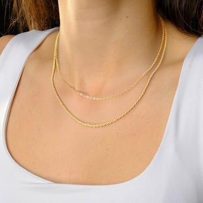 14K Gold Necklaces for Women Trendy 14K Gold Chain for Women | Layered Necklaces for Womens Refined Shine and Elegant Presence Chains Necklace Womens 18in+4cm