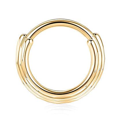 FUNLMO 18G 16G Septum Jewelry Triple Stacked Septum Nose Ring Surgical Steel Daith Conch Helix Cartilage Lobe Piercing Jewelry - color: Style 5: Gold-triple stack rhombus cuts design