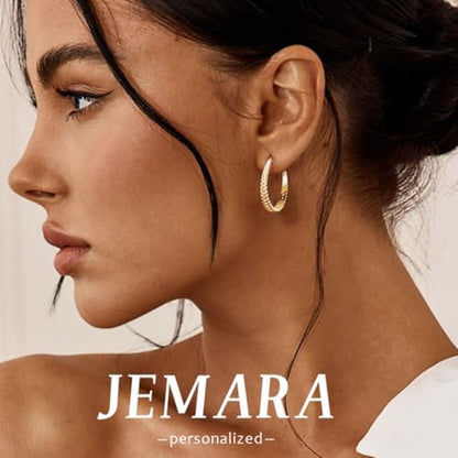 JEMARA Silver Hoop Earrings for Women Hypoallergenic 925 Sterling Silver Post Hoop Earrings Lightweight Thick Large Silver Hoop Earrings 30/40/50MM - color: Gold-30MM