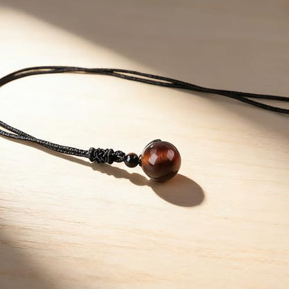 Anjiucc Natural Gemstone Healing Crystals Necklace, Adjustable Chakra Beads Pendant for Women Men, Protection, Energy Balance - color: Red Tiger's Eye