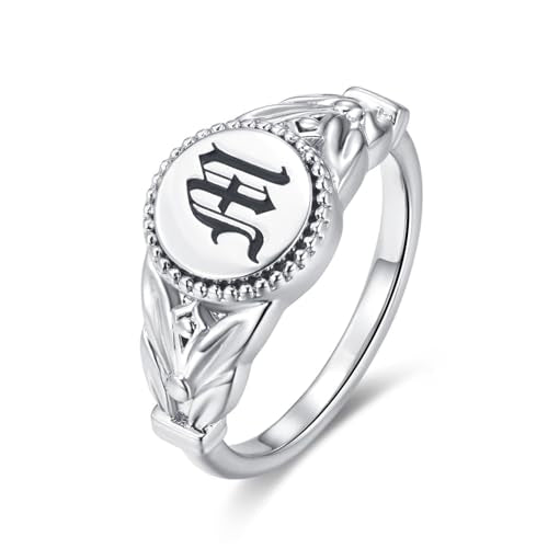 AILIN Custom Old English Letter Gothic Rings For Women 925 Sterling Silver/Brass Personalized Engraved Monogram Initial Ring Gothic Jewelry Birthday Gifts For Her Mother Daughter