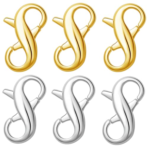 Stainless Steel Lobster Clasp,Lobster Clasp Necklace Extender, Bracelet Connector for DIY Jewelry Repair, Gold,Silver (6pcs | Gold Silver) - color: 6pcs | gold silver