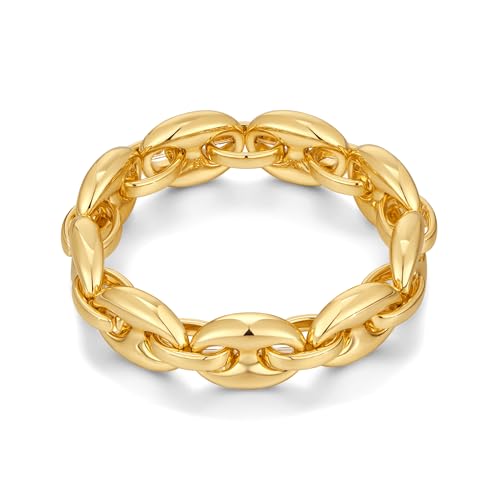 WOWORAMA Chunky Chain Bracelet for Women, Gold/Silver | Adjustable Elastic Stretch Bracelet, Thick Chunky Link Bracelet, Statement Jewelry - color: Oval Gold Chain
