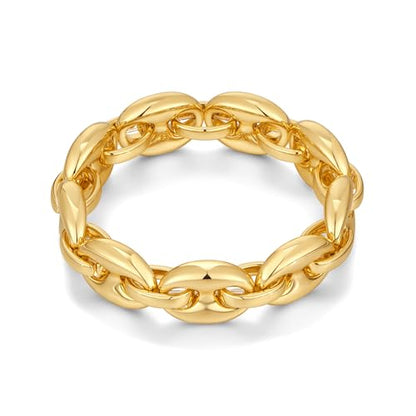 WOWORAMA Chunky Chain Bracelet for Women, Gold/Silver | Adjustable Elastic Stretch Bracelet, Thick Chunky Link Bracelet, Statement Jewelry - color: Oval Gold Chain