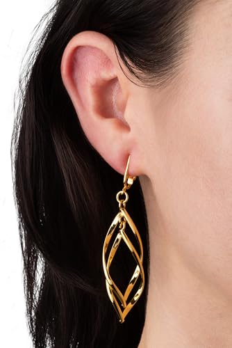Gold Tone Non Pierced Clip On Dangling Earrings - style: Gold-tone Teardrop Dangle