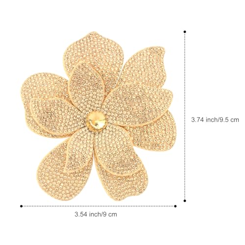 3.74 Inches Rhinestone Camellia Flower Brooch Pins & Hair Clips for Women Elegant Created Crystal Lapel Pin Brooches Wedding Party - color: Champagne