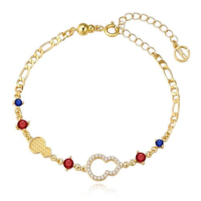 Cicy Bell Evil Eye Bracelets 18k Gold Plated Adjustable | Turquoise，Zirconia Link, Trendy Jewelry Gift for Women, 15.9" with 1.9'' Extender - color: C-Gold