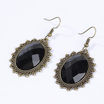 Black Sexy Lace Choker Necklaces Gothic Tassel Collar Choker Halloween Party Accessories for Women - color: Black earrings