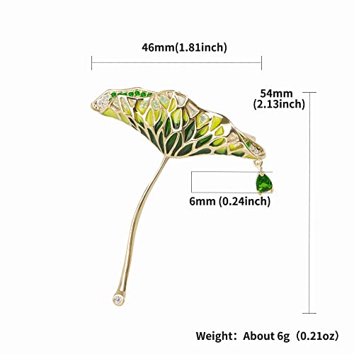 Brooches for Women, Shiny Cubic Zirconia Brooch Pins for Women Fashion Brooch Pin Broach Jewelry Gift - color: Lotus leaf
