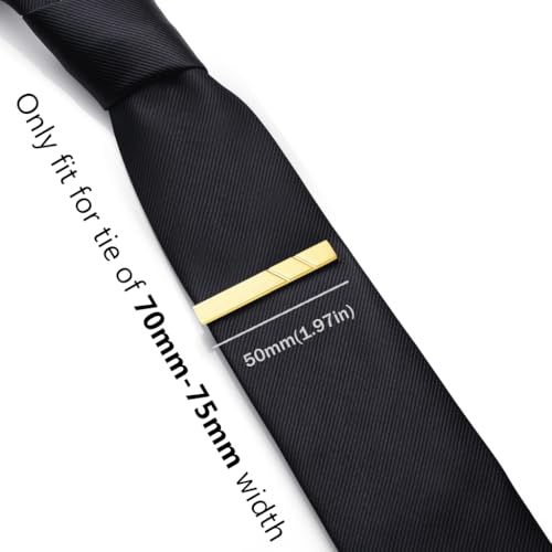 HONEY BEAR 1.97" 2.12" 2.36" Standard Tie Clip for Men Business Wedding | Classic Minimalist, Steel-Plated Copper Base, Gift-Boxed, Thickened, Rounded Corners, Easy to Slide On, No Snag or Wrinkle - style: Brushed Matte Gold 5cm