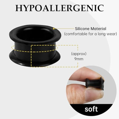 20Pcs Silicone Ear Gauges 2G-25mm Flexible Ear Tunnels Gauges Soft Expander Stretching Ear Plugs Tunnels Black Earring Piercings Jewelry for Men Women - color: Thick Black Silicone