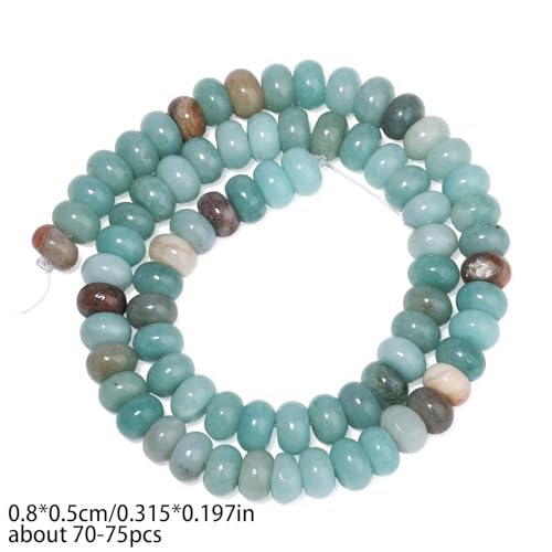 Songxi 5x8mm Natural Blue Amazonite Beads, 75PCS Spacer Round Loose Abacus Beads for Jewelry Making, Gemstone for Bracelet Necklace Earrings, Arts and Crafts - color: Blue Amazonite