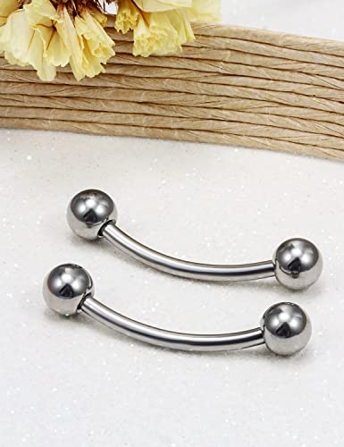 14G 16G Eyebrow Piercing Jewelry G23 Titanium Curved Barbell Eyebrow Ring Vertical Labret Lip Jewelry Rook Daith Earrings Piercing Jewelry for Women Men 6mm 8mm 10mm 12mm 14mm 16mm - color: 14G-16mm