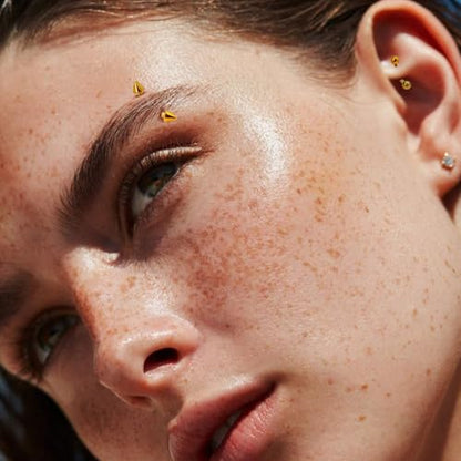 2 Pcs 14k Gold Filled Eyebrow Rings, 16G Threaded Rook Piercing Jewelry, Surgical Steel Vertical Lip Labret Belly Tongue Ring Daith Earring Curved Barbells - color: 8mm-2pcs Cone Top