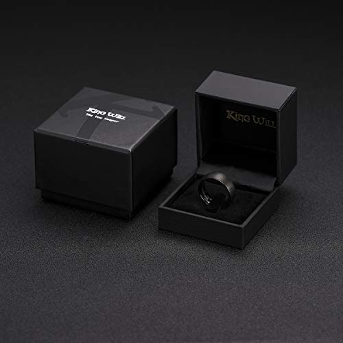 King Will Wedding Band for Men Women, 2/4/6/7/8mm Domed Matte Brushed Tungsten Carbide Rings, Solid/Dual Color Engagement Rings, Comfort Fit - color: Black-8mm
