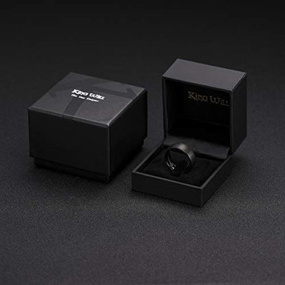 King Will Wedding Band for Men Women, 2/4/6/7/8mm Domed Matte Brushed Tungsten Carbide Rings, Solid/Dual Color Engagement Rings, Comfort Fit - color: Black-8mm